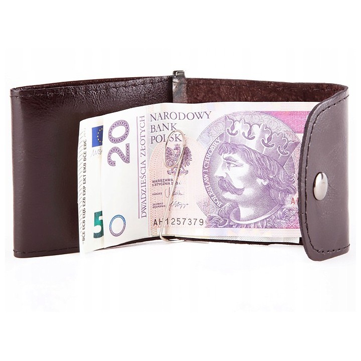 Brązowy Portfel skórzany banknotówka etui bilonówka- Krateczka.pl