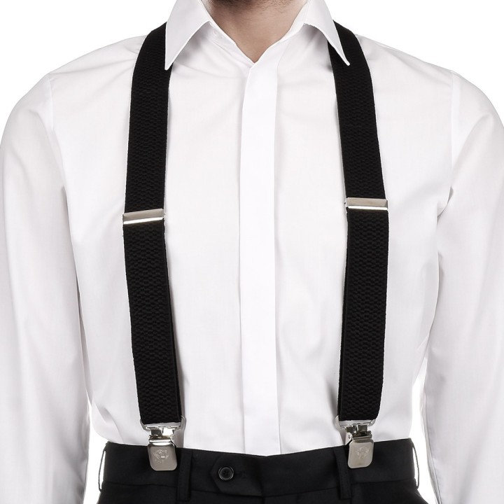Szelki do spodni męskie eleganckie mocne X czarne SZ5 | krateczka.pl
