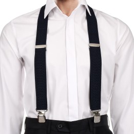 Szelki do spodni męskie eleganckie mocne X granatowe | krateczka.pl