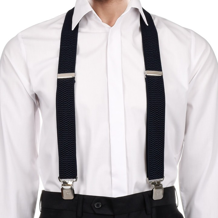 Szelki do spodni męskie eleganckie mocne X granatowe | krateczka.pl