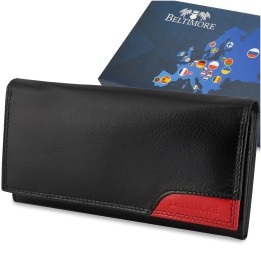 Damski skórzany portfel duży retro suwak RFiD BELTIMORE- krateczka.pl