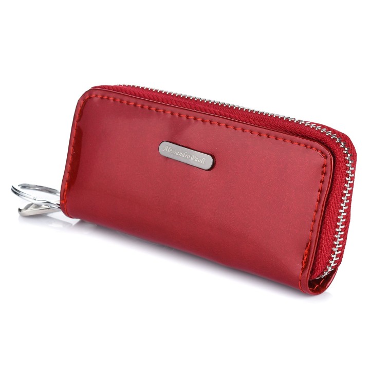 Czerwone etui na klucze skórzane Alessandro S46