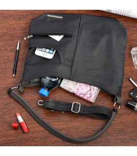 Camelowa torebka listonoszka skórzana dużo kieszonek - krateczka.pl