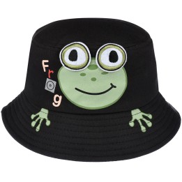 Czarny Kapelusz dziecięcy frog bawełniany z regulacją- krateczka.pl