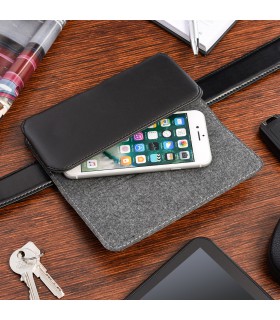 Czarne etui na telefon, kabura na pasek - krateczka.pl
