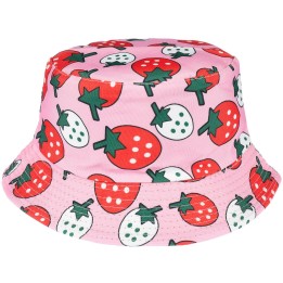 Truskawki - dwustronny kapelusz dziecięcy bucket hat - krateczka.pl