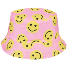 Różowy smile - dwustronny kapelusz dziecięcy bucket - Krateczka.pl