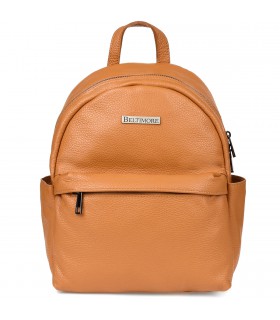 Camelowy skórzany plecak damski, mały włoski plecaczek - krateczka.pl
